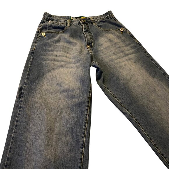 Rare VTG Y2K Southpole Embroidered Wide Leg Straight Denim Jeans Size 30 x 32 - Picture 5 of 15